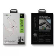   Energea Flow C94 USB-C / Lightning MFI szövet gyorstöltő- és adatkábel, 1.5m, 60W, 3A, rózsaszín
