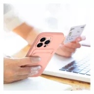   Apple iPhone 16 Plus kártyatartós szilikon tok, rózsaszín