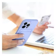 Apple iPhone 16 Plus kártyatartós szilikon tok, lila