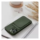 Apple iPhone 16 Pro Max kártyatartós szilikon tok, zöld