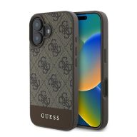   Guess 4G Bottom Stripe Apple iPhone 16 Plus hátlap tok, barna GUHCP16MG4GLBR