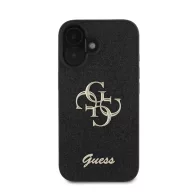   Guess Fixed Glitter Big 4G Apple iPhone 16 hátlap tok, fekete/barna