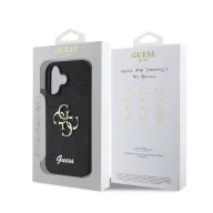   Guess Fixed Glitter Big 4G Apple iPhone 16 hátlap tok, fekete/barna