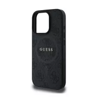   Guess 4G Ring Classic Logo Apple iPhone 16 Pro hátlap tok, fekete/barna GUHMP16LG4GFRK