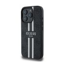 Guess 4G Printed Stripes MagSafe Apple iPhone 16 Pro hátlap tok, fekete/barna GUHMP16LP4RPSK