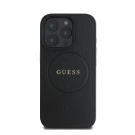   Guess Grained Gold Ring MagSafe Apple iPhone 16 Pro hátlap tok, fekete/barna GUHMP16LPGHSMMK