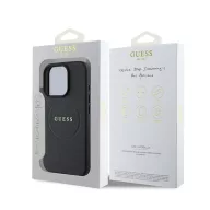   Guess Grained Gold Ring MagSafe Apple iPhone 16 Pro hátlap tok, fekete/barna GUHMP16LPGHSMMK