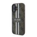 Guess 4G Printed Stripes MagSafe Apple iPhone 16 Plus hátlap tok, barna GUHMP16MP4RPSW