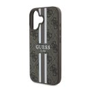 Guess 4G Printed Stripes MagSafe Apple iPhone 16 Plus hátlap tok, barna GUHMP16MP4RPSW