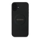 Guess Saffiano Classic Logo Apple iPhone 16 Plus Magsafe kompatibilis hátlap tok, fekete/barna GUHMP16MPSAHMCK