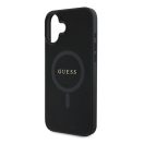 Guess Saffiano Classic Logo Apple iPhone 16 Plus Magsafe kompatibilis hátlap tok, fekete/barna GUHMP16MPSAHMCK