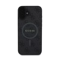   Guess 4G Ring Classic Logo Apple iPhone 16 hátlap tok, fekete/barna GUHMP16SG4GFRK