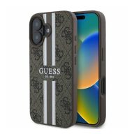   Guess 4G Printed Stripes MagSafe Apple iPhone 16 hátlap tok, barna GUHMP16SP4RPSW