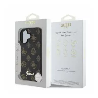   Guess Peony Script Apple iPhone 16 MagSafe kompatibilis hátlap tok, fekete/barna GUHMP16SPGPYSK