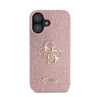   Guess PU Fixed Glitter 4G Metal Logo Apple iPhone 16 hátlap tok, rózsaszín