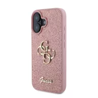   Guess PU Fixed Glitter 4G Metal Logo Apple iPhone 16 hátlap tok, rózsaszín