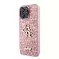   Guess PU Fixed Glitter 4G Metal Logo Apple iPhone 16 Pro hátlap tok, rózsaszín