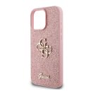 Guess PU Fixed Glitter 4G Metal Logo Apple iPhone 16 Pro hátlap tok, rózsaszín
