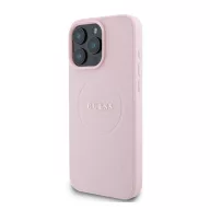   Guess PU Grained Classic Logo Apple iPhone 16 Pro MagSafe kompatibilis hátlap tok, rózsaszín