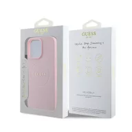   Guess PU Grained Classic Logo Apple iPhone 16 Pro MagSafe kompatibilis hátlap tok, rózsaszín