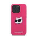 Karl Lagerfeld  Silicone Choupette Head Print Apple iPhone 16 Pro Magsafe kompatibilis hátlap tok, hátlap tok, rózsaszín