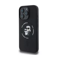   Karl Lagerfeld Silicone KC Heads Ring  Apple iPhone 16 Pro hátlap tok, fekete KLHMP16LSCMKCRHK