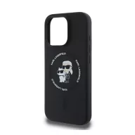   Karl Lagerfeld Silicone KC Heads Ring  Apple iPhone 16 Pro hátlap tok, fekete KLHMP16LSCMKCRHK