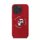 Karl Lagerfeld Silicone KC Heads Ring Apple iPhone 16 Pro hátlap tok, piros KLHMP16LSCMKCRHR