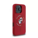 Karl Lagerfeld Silicone KC Heads Ring Apple iPhone 16 Pro hátlap tok, piros KLHMP16LSCMKCRHR