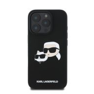   Karl Lagerfeld Silicone Double Heads Print Apple iPhone 16 Pro Magsafe kompatibilis hátlap tok, fekete KLHMP16LSKCHPPLK
