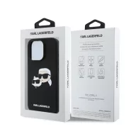   Karl Lagerfeld Silicone Double Heads Print Apple iPhone 16 Pro Magsafe kompatibilis hátlap tok, fekete KLHMP16LSKCHPPLK