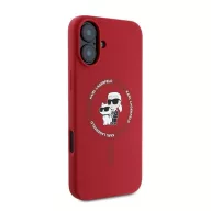   Karl Lagerfeld Silicone KC Heads Ring Apple iPhone 16 Plus hátlap tok, piros KLHMP16MSCMKCRHR