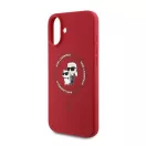 Karl Lagerfeld Silicone KC Heads Ring Apple iPhone 16 Plus hátlap tok, piros KLHMP16MSCMKCRHR