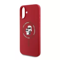   Karl Lagerfeld Silicone KC Heads Ring Apple iPhone 16 Plus hátlap tok, piros KLHMP16MSCMKCRHR