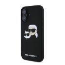 Karl Lagerfeld Silicone Double Heads Print Apple iPhone 16 Plus Magsafe kompatibilis hátlap tok, fekete KLHMP16MSKCHPPLK