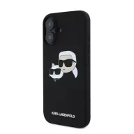   Karl Lagerfeld Silicone Double Heads Print Apple iPhone 16 Plus Magsafe kompatibilis hátlap tok, fekete KLHMP16MSKCHPPLK