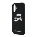 Karl Lagerfeld Silicone Double Heads Print Apple iPhone 16 Plus Magsafe kompatibilis hátlap tok, fekete KLHMP16MSKCHPPLK