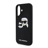   Karl Lagerfeld Silicone Double Heads Print Apple iPhone 16 Plus Magsafe kompatibilis hátlap tok, fekete KLHMP16MSKCHPPLK