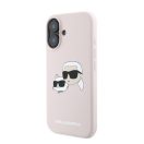 Karl Lagerfeld Silicone Double Heads Print Apple iPhone 16 Plus Magsafe kompatibilis hátlap tok, rózsaszín