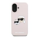 Karl Lagerfeld Silicone Double Heads Print Apple iPhone 16 Plus Magsafe kompatibilis hátlap tok, rózsaszín