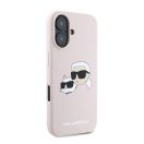 Karl Lagerfeld Silicone Double Heads Print Apple iPhone 16 Plus Magsafe kompatibilis hátlap tok, rózsaszín