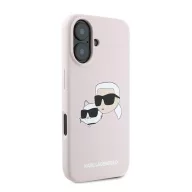   Karl Lagerfeld Silicone Double Heads Print Apple iPhone 16 Plus Magsafe kompatibilis hátlap tok, rózsaszín