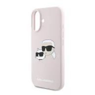   Karl Lagerfeld Silicone Double Heads Print Apple iPhone 16 Plus Magsafe kompatibilis hátlap tok, rózsaszín