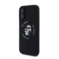   Karl Lagerfeld Silicone KC Heads Ring Apple iPhone 16 hátlap tok, fekete KLHMP16SSCMKCRHK