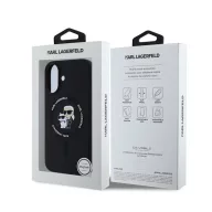   Karl Lagerfeld Silicone KC Heads Ring Apple iPhone 16 hátlap tok, fekete KLHMP16SSCMKCRHK