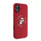 Karl Lagerfeld Silicone KC Heads Ring Apple iPhone 16 hátlap tok, piros KLHMP16SSCMKCRHR