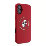   Karl Lagerfeld Silicone KC Heads Ring Apple iPhone 16 hátlap tok, piros KLHMP16SSCMKCRHR
