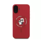 Karl Lagerfeld Silicone KC Heads Ring Apple iPhone 16 hátlap tok, piros KLHMP16SSCMKCRHR