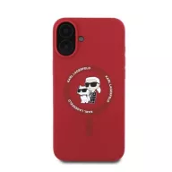   Karl Lagerfeld Silicone KC Heads Ring Apple iPhone 16 hátlap tok, piros KLHMP16SSCMKCRHR