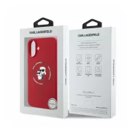   Karl Lagerfeld Silicone KC Heads Ring Apple iPhone 16 hátlap tok, piros KLHMP16SSCMKCRHR